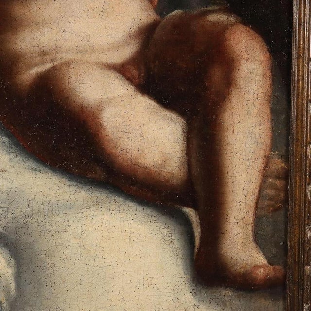 Textile Unknown Artist, Madonna with Sleeping Child, Oil on Canvas, Framed For Sale - Image 7 of 12