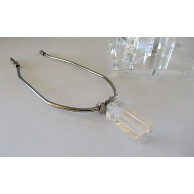 Mid Century Karl Springer Style Lucite Faceted Lamp For Sale - Image 9 of 11