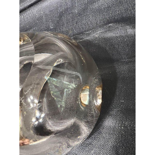 Vintage 1960s Signed by Daum Nancy France Amber Color Crystal Ashtray For Sale - Image 10 of 11