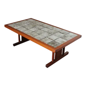 Danish Modern Ceramic Tile and Teak Coffee Table by Ox Art for Trioh