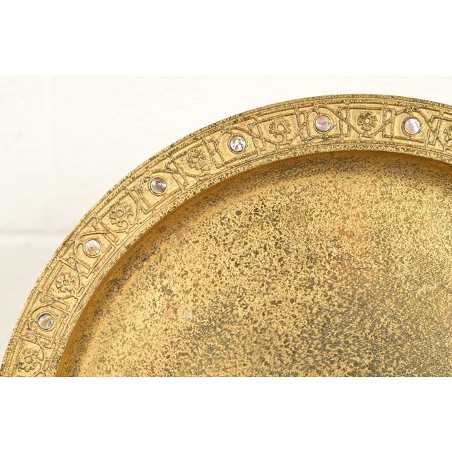 Tiffany Studios New York Bronze Doré Large Tray With Abalone Inlay For Sale In South Bend - Image 6 of 11