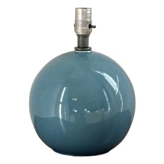 Mid-20th Century Spherical Teal Ceramic Table Lamp For Sale