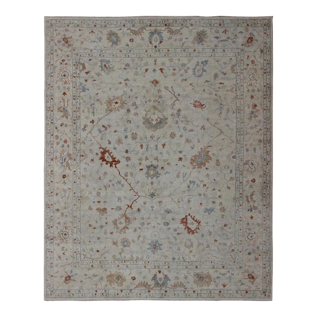 Large Hand Knotted Oushak by Keivan Woven Arts 12' X 15' For Sale