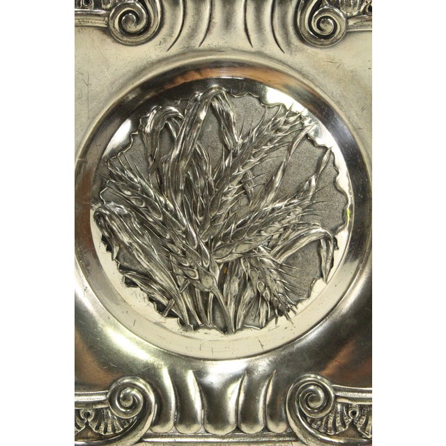 A RARE American Quadruple plate dish Exquisite embossed design with central rosette featuring wheat sprigs aka "sheaf...