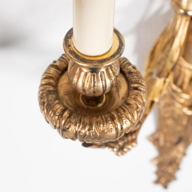 Large Pair of 19th Century French Empire Style Gilt Bronze Sconces Featuring Caryatids of Acantha For Sale - Image 9 of 12