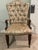 Traditional Pair of Vintage Tufted Dining Armchairs in Gold Jacquard Attributed to Henredon For Sale - Image 3 of 4