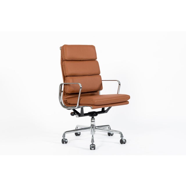 Brown Herman Miller Eames Tall Medium Brown Leather Desk Chair Soft Pad For Sale - Image 8 of 12