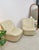 This attractive pair of vintage cream leather MCM postmodern swivel glider chairs are a comfortable and stylish retro...