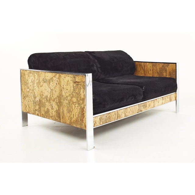 Adrian Pearsall for Craft Associates Mid Century Cork and Chrome Settee For Sale - Image 12 of 12