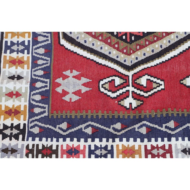 1990s Tribal Red Ikat Handmade Rug For Sale - Image 4 of 12