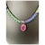 Sterling and Pink Stone Macrame Necklace For Sale - Image 12 of 12