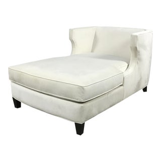 Ivory Velvet Chaise Sofa For Sale