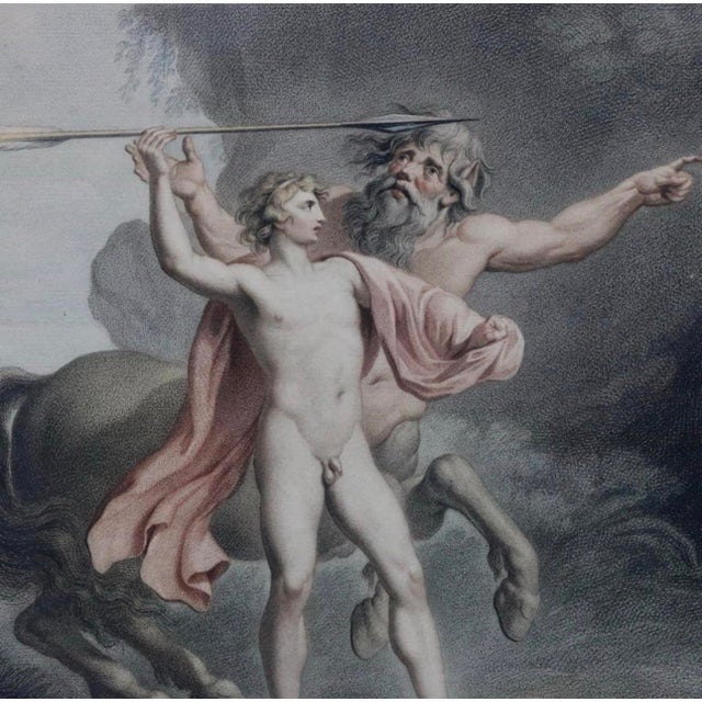 Antique Gilt Framed J. Clarke Litho Print of "Achilles Instructed by Chiron in the Management of the Javelin" originally...