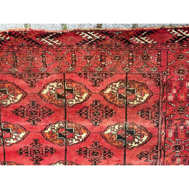 Vintage Distressed Turkmen Bokhara Rug, 1940s For Sale - Image 6 of 18