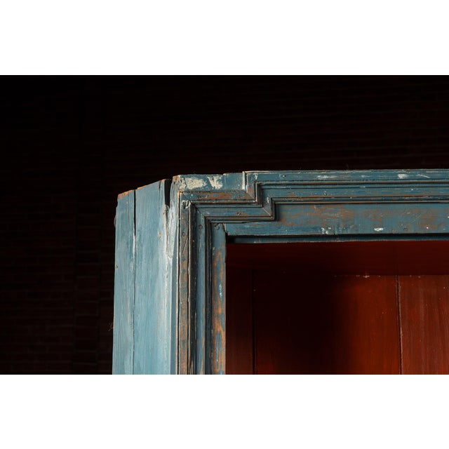 Mid 19th Century Primitive Chippy Corner Cupboard in Blue For Sale In Chicago - Image 6 of 12