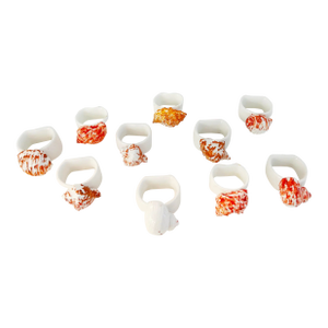 Coastal Snail Shell Bone China Napkin Rings, Set of 10
