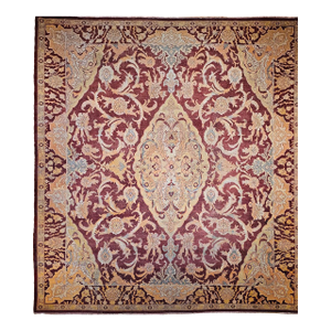 19th Century Handwoven Amritsar Rug, Mughal Design, Burgundy, 12' x 14'
