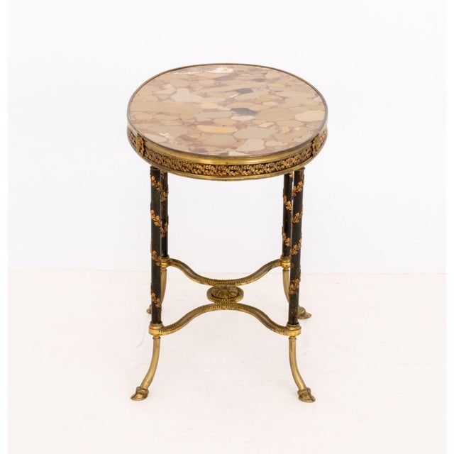 Gold Louis XVI Style Brech d'Alep Marble Top and Gilt Metal Mounted Side Table For Sale - Image 8 of 11