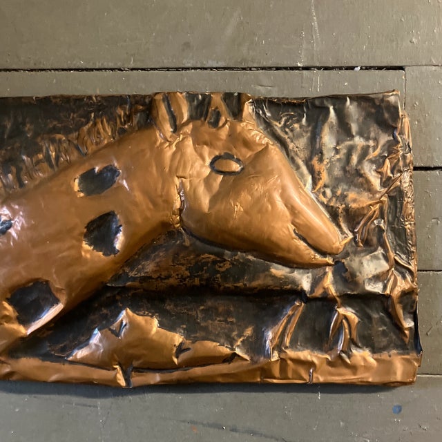 1970s vintage copper giraffe plaque. Rough around the edges. Signed on back. Measures 17x10.