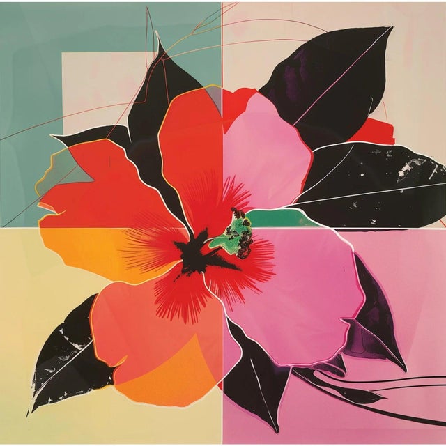 Andy Warhol Set of 4 - Art Wall Installation 40' X 40' - 'Pop Art Flowers' #7 - Limited Edition Botanical Photograph Print in the Style of Andy Warhol For Sale - Image 4 of 9