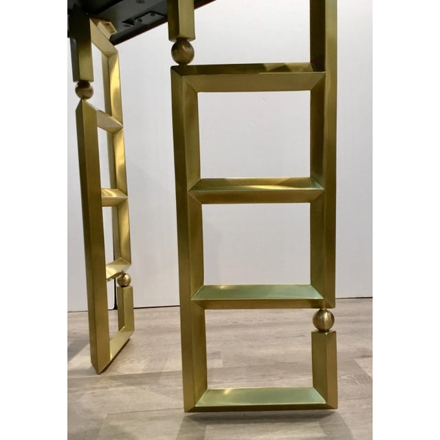 Global Views Modern White and Brass Beveled Leg Side Tables Pair For Sale In Atlanta - Image 6 of 7