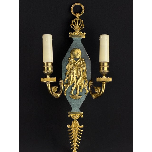 French Neoclassical Gilt Bronze Two-Light Wall Sconce, 1890s For Sale - Image 4 of 11