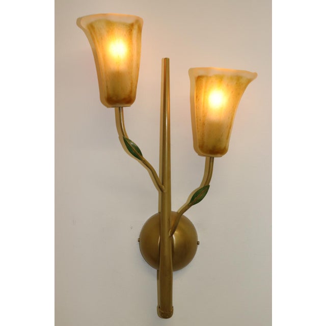 Mid Century Modern Amber Glass Handcrafted Wall Sconce Chairish