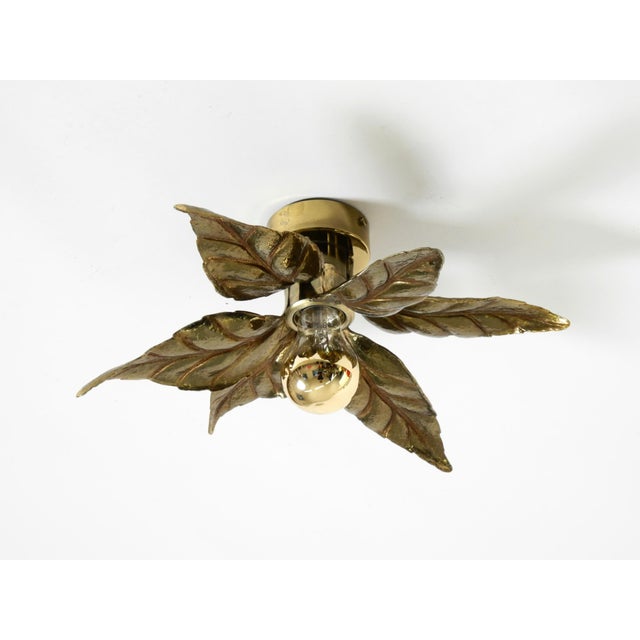 Hollywood Regency Brass Flush Mount Lamp by Willy Daro, 1970s For Sale - Image 3 of 18