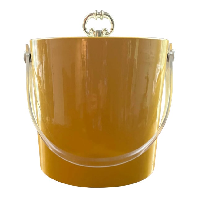 Vintage Mid-Century Yellow Ice Bucket For Sale