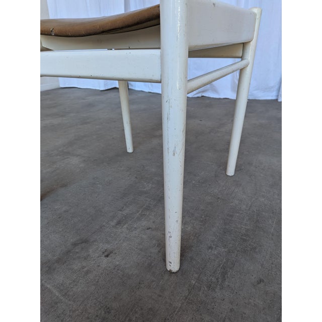 Vintage Dining Chair in White Beech Wood and Brown Leather Look Seat, 1970s For Sale - Image 14 of 18