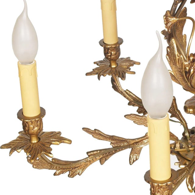 Antique Gilded Bronze 6 Light Chandelier For Sale - Image 13 of 15