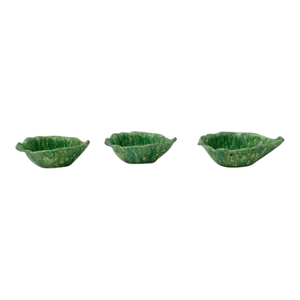 Vintage Majolica Cabbage Leaf Dishes, Set of 3
