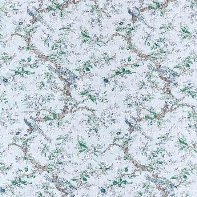 Zoffany Chintz Fabric in Blue Stone - a Sample For Sale