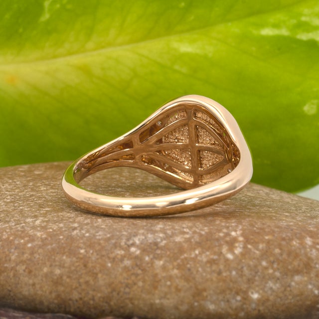 Metal Leo Ring With Natural Diamond Accented Halo in Solid 14k Gold, Fine Jewelry, Size 6.75 For Sale - Image 7 of 8