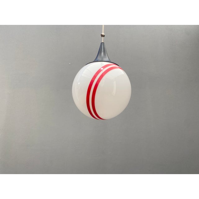 Hanging Pendant Lamp with Round Glass Shade, 1970s For Sale - Image 13 of 18