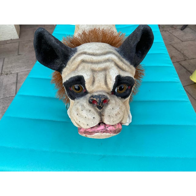 21” Long Large Paper Mache Growling Bulldog Excellent condition. His head nods and his mouth opens and makes a growling...