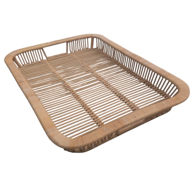 Mid-Century Modern Vintage 1960s Rattan Tray From Artek Finland For Sale - Image 3 of 16