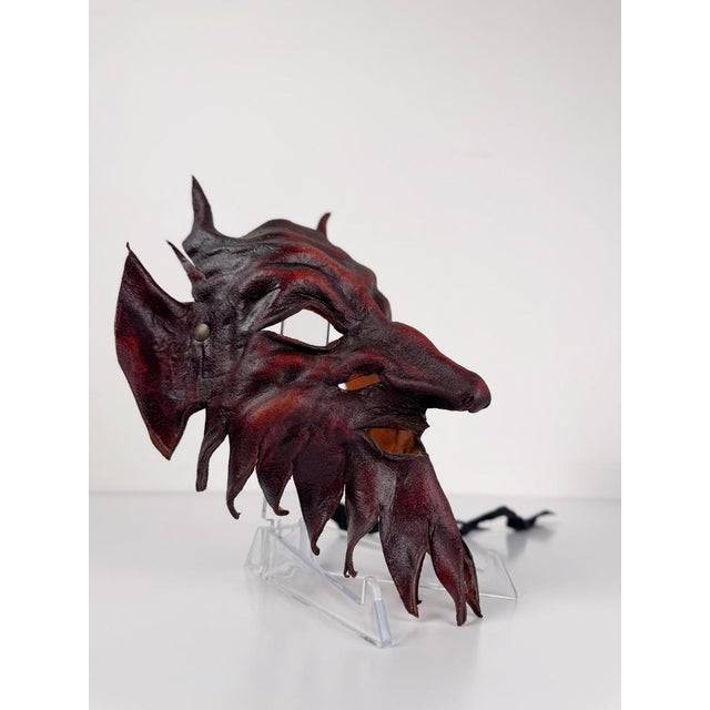 Animal Skin Vintage Venetian Style Handcrafted Leather Mythological Satyr Mask, Italy, 1970s For Sale - Image 7 of 18