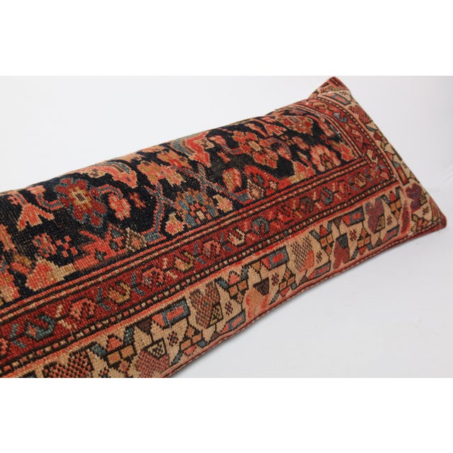 Antique Persian Navy Blue Lumbar Pillow Cushion Cover -16'' X 41'' For Sale - Image 9 of 10