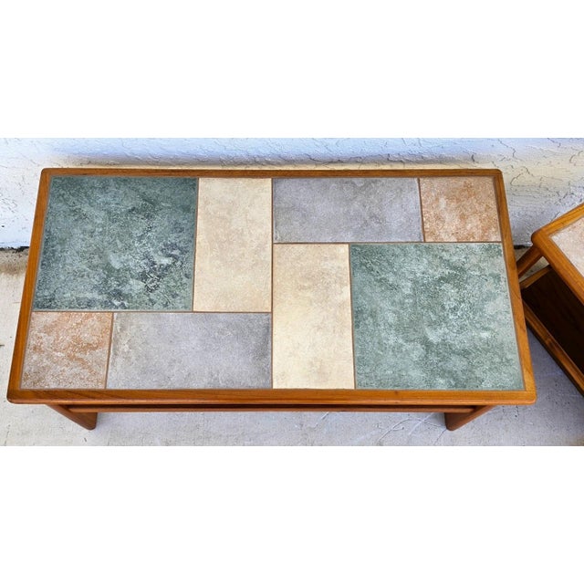 Vintage Mobelfabrikken Toften Danish MCM Solid Teak & Tile Coffee & Side Table For Sale - Image 4 of 12