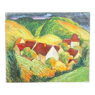 Early French Painting - Red Roofs - Signed For Sale