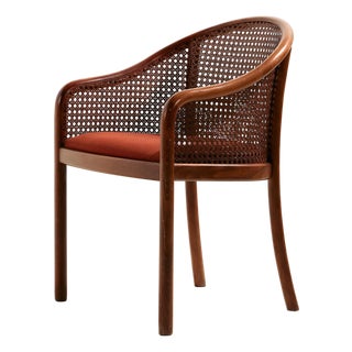 Beech and Rattan Armchair, 1970s For Sale