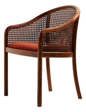 Beech and Rattan Armchair, 1970s
