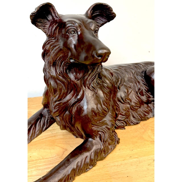 Large Life-Size Bronze Reclining Deerhound / Borzoi-Type Sculpture, 20th C Italy For Sale - Image 18 of 18