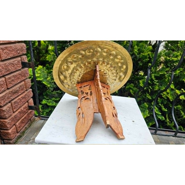 Coffee Table or Flower Stand in Wood with Brass Top, 1960s-1970s For Sale - Image 6 of 9