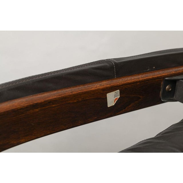 Metal Set of Panter Leather Chair with Ottoman by Arnt Lande for Westnofa, Norway, 1970s For Sale - Image 7 of 9