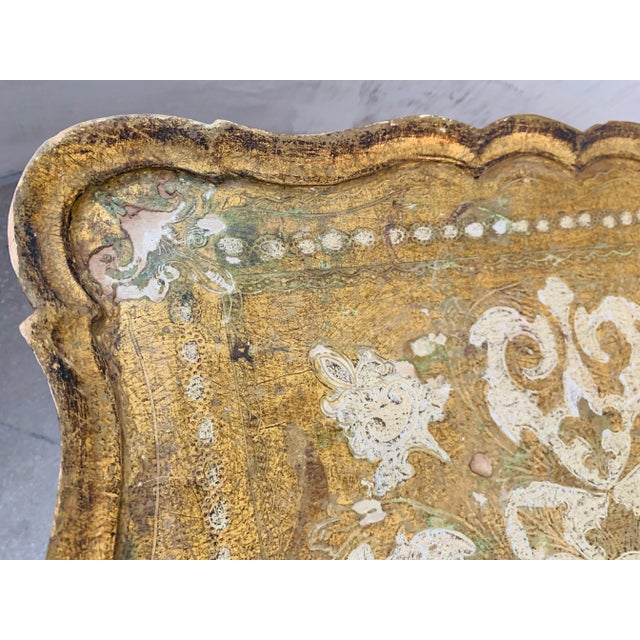 Vintage Mid-Century Italian Neoclassical Florentine Table, Gilt-Wood Square For Sale - Image 9 of 12