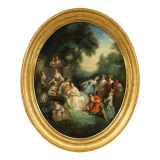 Rococo Gallant Party, 1750, Oil on Canvas, Framed For Sale