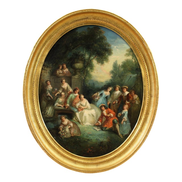 Rococo Gallant Party, 1750, Oil on Canvas, Framed For Sale
