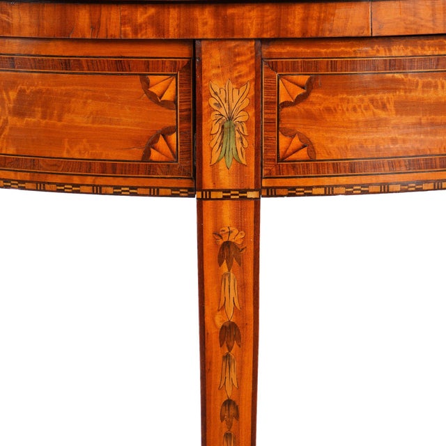 Pair of English Edwardian Marquetry Flip Top Demilune Tables, C. 1890-1915 For Sale - Image 12 of 18